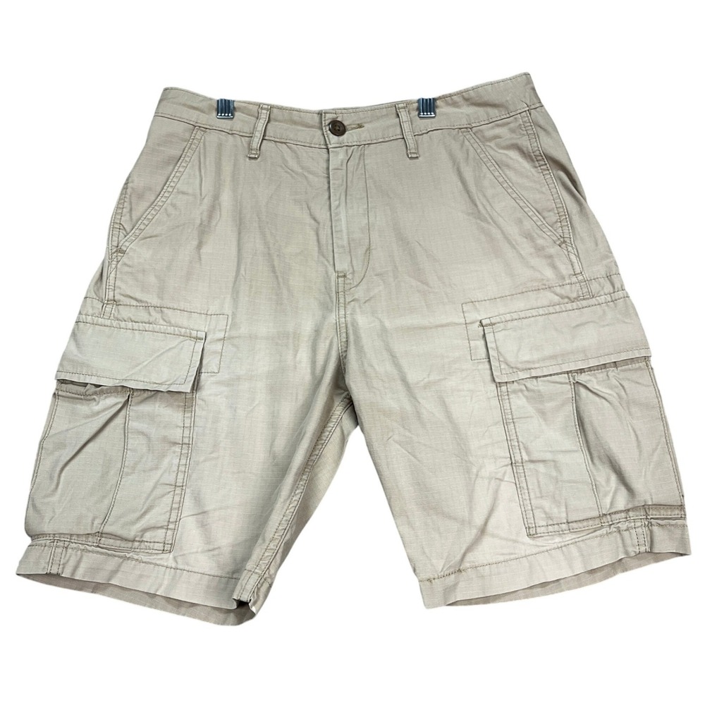 Levi's Carrier Cargo Shorts Men 29 Tan Khaki Flat Front Flap Pockets Utility EUC